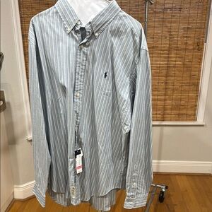 Ralph Lauren Men's Blue Striped Button Down Shirt